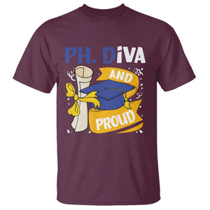 Ph.D. Graduation T Shirt Ph.Diva And Proud TS09 Maroon Print Your Wear