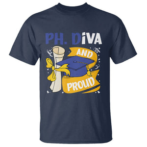 Ph.D. Graduation T Shirt Ph.Diva And Proud TS09 Navy Print Your Wear