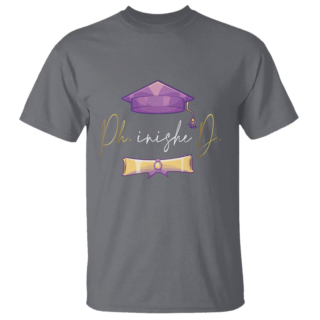 Phinished Ph.D Graduation T Shirt TS09 Charcoal Print Your Wear
