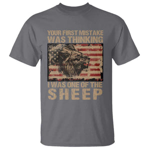 Lion Patriot T Shirt Your First Mistake Was Thinking I Was One Of The Sheep TS09 Charcoal Print Your Wear