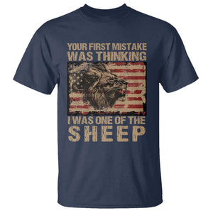 Lion Patriot T Shirt Your First Mistake Was Thinking I Was One Of The Sheep TS09 Navy Print Your Wear