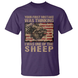 Lion Patriot T Shirt Your First Mistake Was Thinking I Was One Of The Sheep TS09 Purple Print Your Wear