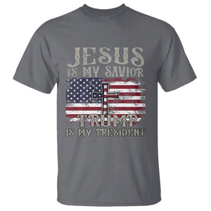 Donald Trump Supporter T Shirt Jesus Is My Savior Trump Is My President TS09 Charcoal Print Your Wear