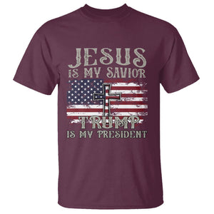 Donald Trump Supporter T Shirt Jesus Is My Savior Trump Is My President TS09 Maroon Print Your Wear