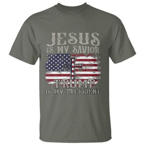 Donald Trump Supporter T Shirt Jesus Is My Savior Trump Is My President TS09 Military Green Print Your Wear