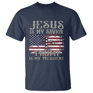 Donald Trump Supporter T Shirt Jesus Is My Savior Trump Is My President TS09 Navy Print Your Wear