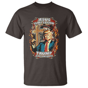 Donald Trump Supporter T Shirt Jesus Is My Savior Trump Is My President TS09 Dark Chocolate Print Your Wear