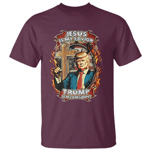 Donald Trump Supporter T Shirt Jesus Is My Savior Trump Is My President TS09 Maroon Print Your Wear