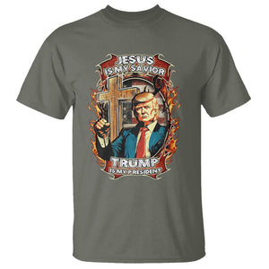 Donald Trump Supporter T Shirt Jesus Is My Savior Trump Is My President TS09 Military Green Print Your Wear