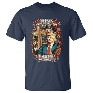 Donald Trump Supporter T Shirt Jesus Is My Savior Trump Is My President TS09 Navy Print Your Wear