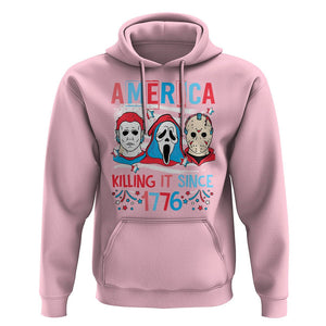 Funny 4th Of July Hoodie America Killing IT Since 1776 Horror TS09 Light Pink Print Your Wear