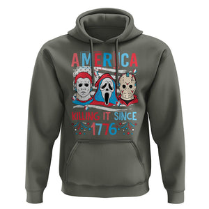 Funny 4th Of July Hoodie America Killing IT Since 1776 Horror TS09 Military Green Print Your Wear