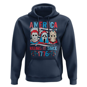 Funny 4th Of July Hoodie America Killing IT Since 1776 Horror TS09 Navy Print Your Wear