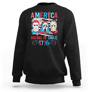 Funny 4th Of July Sweatshirt America Killing IT Since 1776 Horror TS09 Black Print Your Wear