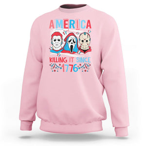 Funny 4th Of July Sweatshirt America Killing IT Since 1776 Horror TS09 Light Pink Print Your Wear