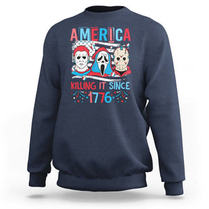 Funny 4th Of July Sweatshirt America Killing IT Since 1776 Horror TS09 Navy Print Your Wear