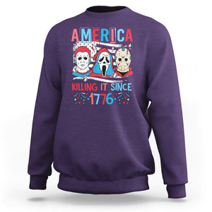 Funny 4th Of July Sweatshirt America Killing IT Since 1776 Horror TS09 Purple Print Your Wear