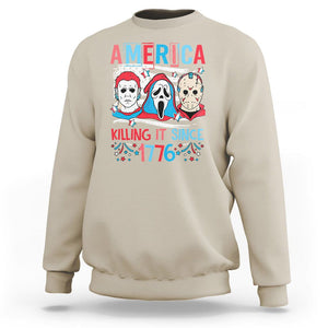 Funny 4th Of July Sweatshirt America Killing IT Since 1776 Horror TS09 Sand Print Your Wear