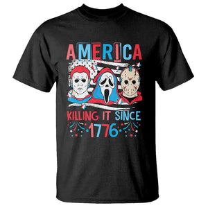 Funny 4th Of July T Shirt America Killing IT Since 1776 Horror TS09 Black Print Your Wear