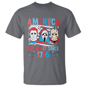 Funny 4th Of July T Shirt America Killing IT Since 1776 Horror TS09 Charcoal Print Your Wear