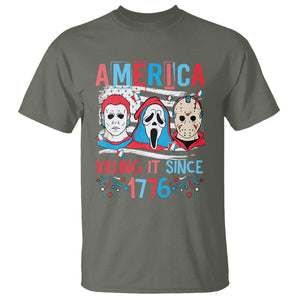 Funny 4th Of July T Shirt America Killing IT Since 1776 Horror TS09 Military Green Print Your Wear