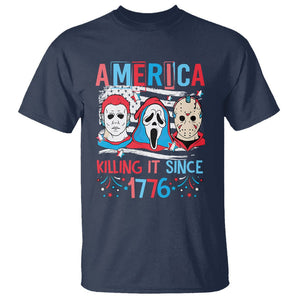 Funny 4th Of July T Shirt America Killing IT Since 1776 Horror TS09 Navy Print Your Wear