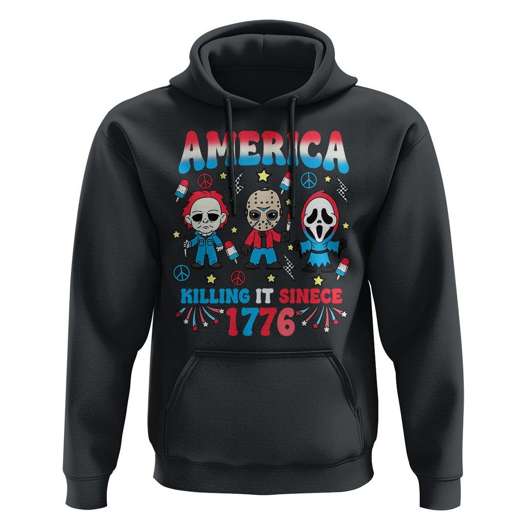 Funny 4th Of July Hoodie America Killing IT Since 1776 Horror TS09 Black Print Your Wear