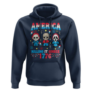 Funny 4th Of July Hoodie America Killing IT Since 1776 Horror TS09 Navy Print Your Wear