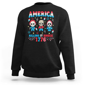 Funny 4th Of July Sweatshirt America Killing IT Since 1776 Horror TS09 Black Print Your Wear