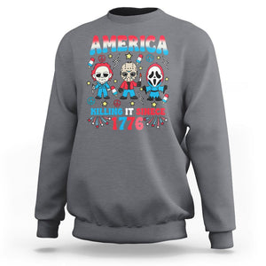 Funny 4th Of July Sweatshirt America Killing IT Since 1776 Horror TS09 Charcoal Print Your Wear