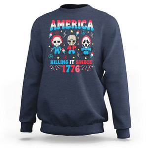 Funny 4th Of July Sweatshirt America Killing IT Since 1776 Horror TS09 Navy Print Your Wear