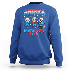 Funny 4th Of July Sweatshirt America Killing IT Since 1776 Horror TS09 Royal Blue Print Your Wear