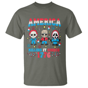 Funny 4th Of July T Shirt America Killing IT Since 1776 Horror TS09 Military Green Print Your Wear