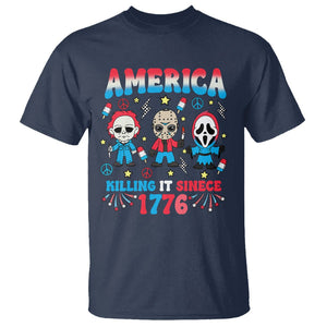 Funny 4th Of July T Shirt America Killing IT Since 1776 Horror TS09 Navy Print Your Wear