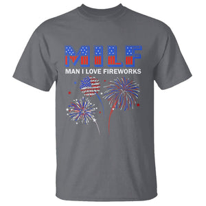 Funny 4th Of July T Shirt MILF Man I Love Fireworks Patriotic Independence Day TS09 Charcoal Print Your Wear