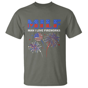 Funny 4th Of July T Shirt MILF Man I Love Fireworks Patriotic Independence Day TS09 Military Green Print Your Wear