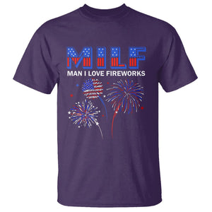 Funny 4th Of July T Shirt MILF Man I Love Fireworks Patriotic Independence Day TS09 Purple Print Your Wear