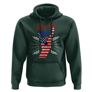 Merica Rock Sign 4th Of July Hoodie TS09 Dark Forest Green Print Your Wear