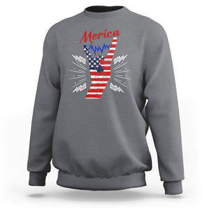 Merica Rock Sign 4th Of July Sweatshirt TS09 Charcoal Print Your Wear