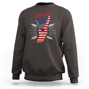 Merica Rock Sign 4th Of July Sweatshirt TS09 Dark Chocolate Print Your Wear