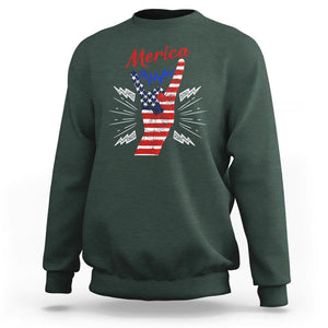 Merica Rock Sign 4th Of July Sweatshirt TS09 Dark Forest Green Print Your Wear