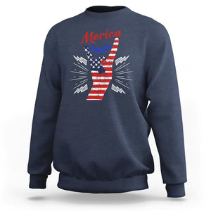 Merica Rock Sign 4th Of July Sweatshirt TS09 Navy Print Your Wear