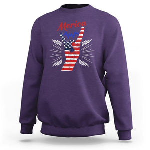 Merica Rock Sign 4th Of July Sweatshirt TS09 Purple Print Your Wear