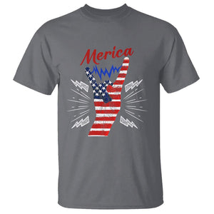 Merica Rock Sign 4th Of July T Shirt TS09 Charcoal Print Your Wear