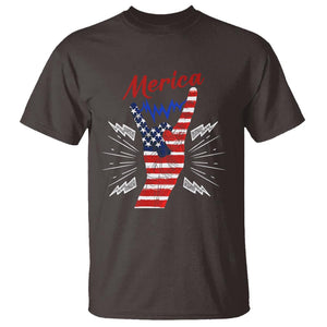 Merica Rock Sign 4th Of July T Shirt TS09 Dark Chocolate Print Your Wear