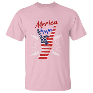 Merica Rock Sign 4th Of July T Shirt TS09 Light Pink Print Your Wear