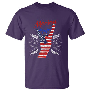 Merica Rock Sign 4th Of July T Shirt TS09 Purple Print Your Wear