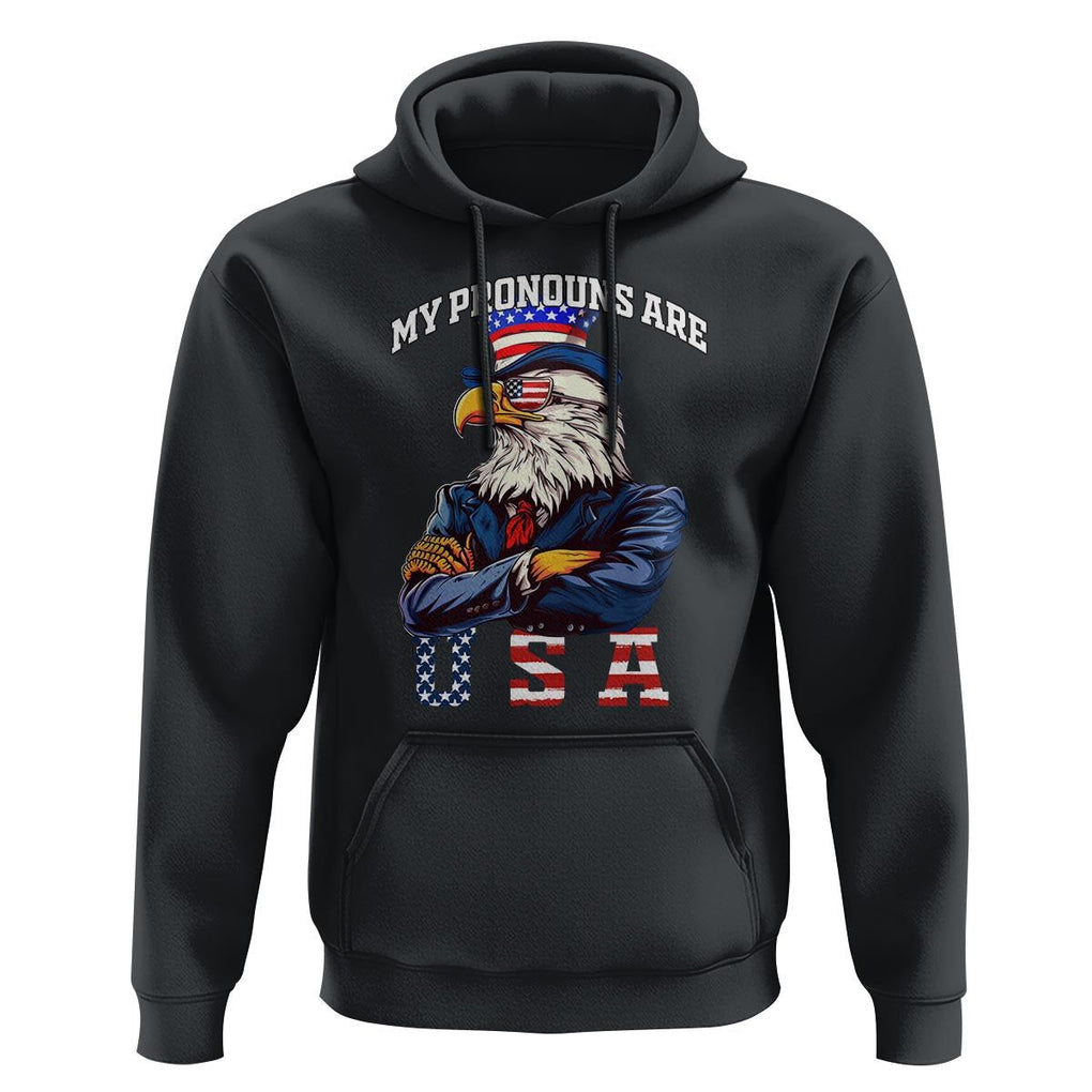 Funny 4th Of July Hoodie My Pronouns USA Eagle American TS09 Black Print Your Wear