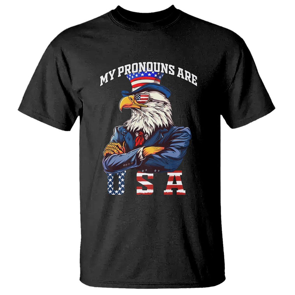 Funny 4th Of July T Shirt My Pronouns USA Eagle American TS09 Black Print Your Wear