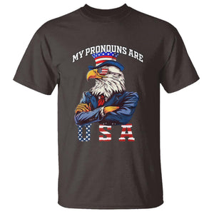 Funny 4th Of July T Shirt My Pronouns USA Eagle American TS09 Dark Chocolate Print Your Wear